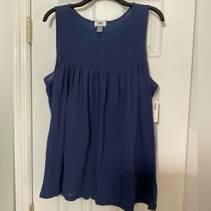 Old Navy Blue Smocked Sleeveless Tank Top